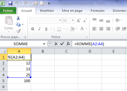 Modification d'une somme sur Excel