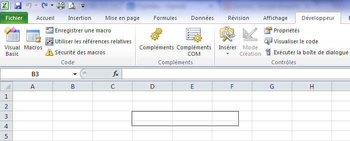 Création d'une barre de défilement sur Excel
