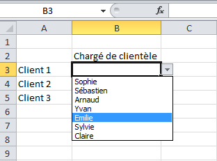 Liste déroulante sur Excel