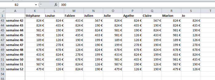 Ligne et colonne figées sur Excel